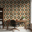 Wallpaper tile floral design green and black