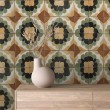 Wallpaper tile floral design green and black