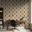 Wallpaper tile floral design black and golden yellow