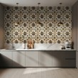 Wallpaper tile floral design black and golden yellow