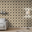 Wallpaper tile floral design black and gold