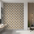 Wallpaper tile floral design beige and white