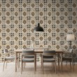 Wallpaper tile floral design beige and white