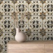 Wallpaper tile floral design beige and white