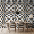 Wallpaper tile floral design blue and white