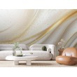 3D Abstract Waves Photomural With White Background And Gold