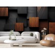 Cubes Fresque Murale 3D Avec Texture en Bois Sculpté
