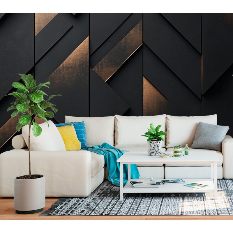 3D Fototapete Abstrakte Geometrische Textur Schwarz