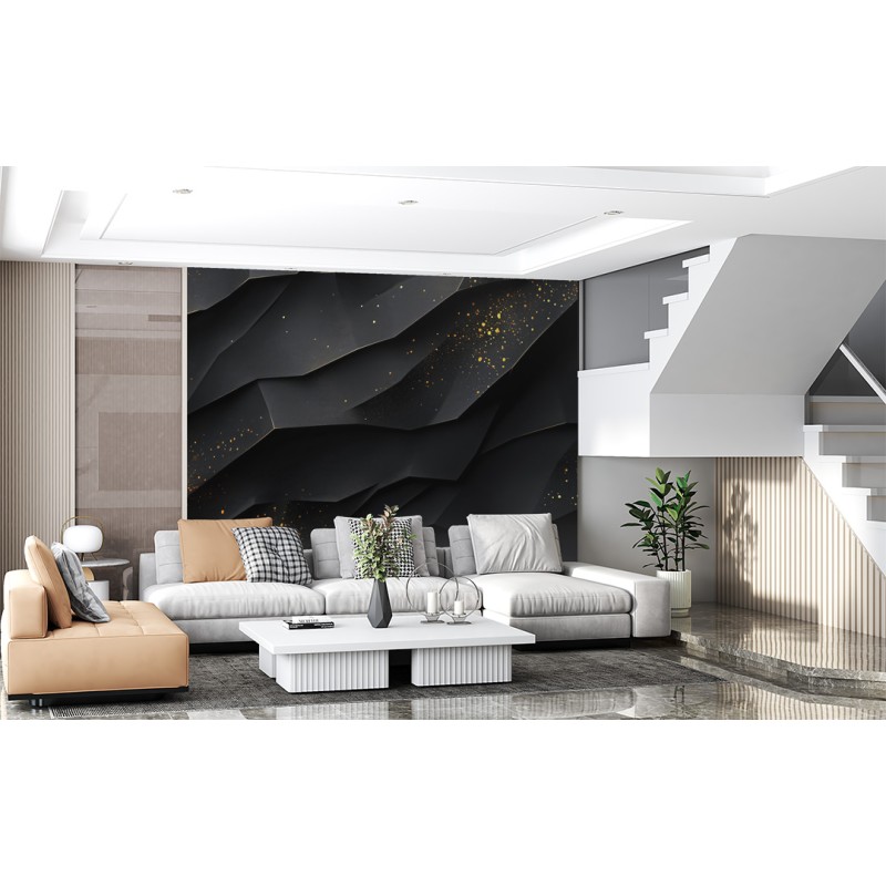 Fotomurale 3D con Pieghe Dorate Scure