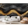Fresque Murale 3D en Marbre Noir et Or