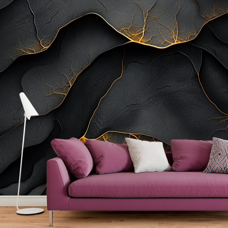 3D Photomural Crackle Effect With Gold