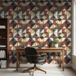 Carta da parati piastrella geometrica multicolore