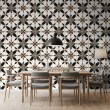 Wallpaper tile black and beige floral design