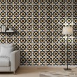 Wallpaper tile floral black and gold