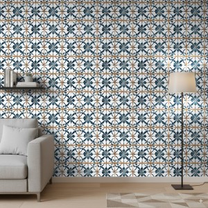 Wallpaper tile flowers blue...