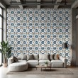 Wallpaper tile flowers blue and white