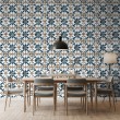 Wallpaper tile flowers blue and white