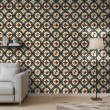 Wallpaper tile blue and brown flowers design