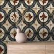 Wallpaper tile blue and brown flowers design