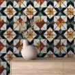 ulticolor tile design wallpaper blue and green