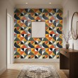 Wallpaper tiles retro geometric multicolor design