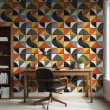 Wallpaper tiles retro geometric multicolor design