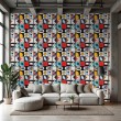 Wallpaper tiles retro abstract multicolor design