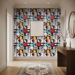 Wallpaper tiles retro abstract multicolor design