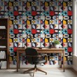 Wallpaper tiles retro abstract multicolor design