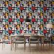 Wallpaper tiles retro abstract multicolor design