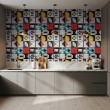 Wallpaper tiles retro abstract multicolor design