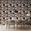 Papel Pintado Azulejo Retro Diseño Geométrico Artistico Multicolor