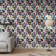 Papier peint carreaux design avant-gardiste multicolore