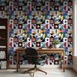 Wallpaper tiles avant-garde multicolor design