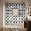 Wallpaper tiles classic floral blue and beige design