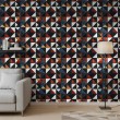Papier peint carreaux design triangulaire bleu foncé