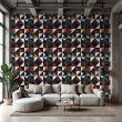 Papier peint carreaux design triangulaire bleu foncé