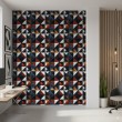 Carta da parati piastrelle design triangolare blu scuro