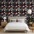 Papier peint carreaux design triangulaire bleu foncé
