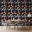 Papier peint carreaux design triangulaire bleu foncé