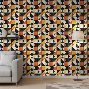 Wallpaper tiles orange and...
