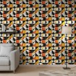 Papier peint carreaux design triangulaire orange et jaune