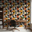 Papel Pintado Azulejo Diseño triangular naranja y amarillo