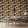 Papier peint carreaux design triangulaire orange et jaune