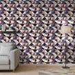 Papel Pintado Azulejo Diseño Triangular Violeta Y Tierra
