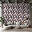 Papier peint carreaux design triangulaire violet et terre