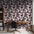 Wallpaper tiles violet and earthy tones triangular design