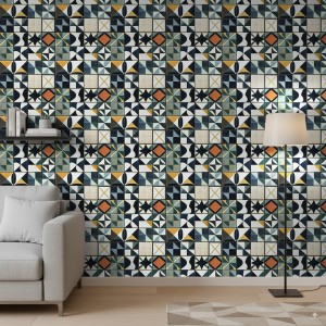 Wallpaper tiles blue and...