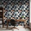 Papier peint carreaux design en losanges multicolores