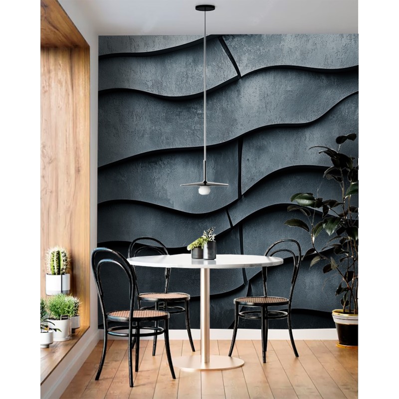 3D Fototapete mit Welliger Textur und Grauem Hintergrund